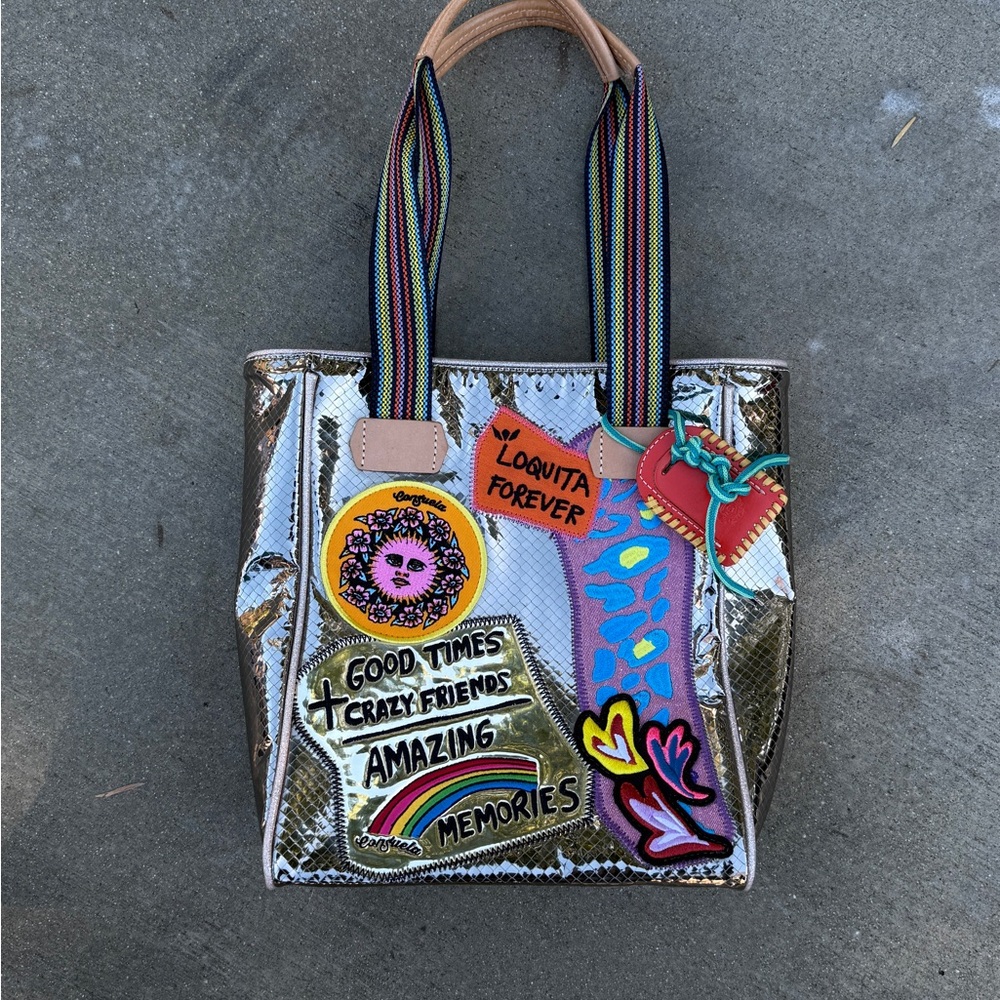 Consuela Gold and Multicolor Tote Bag